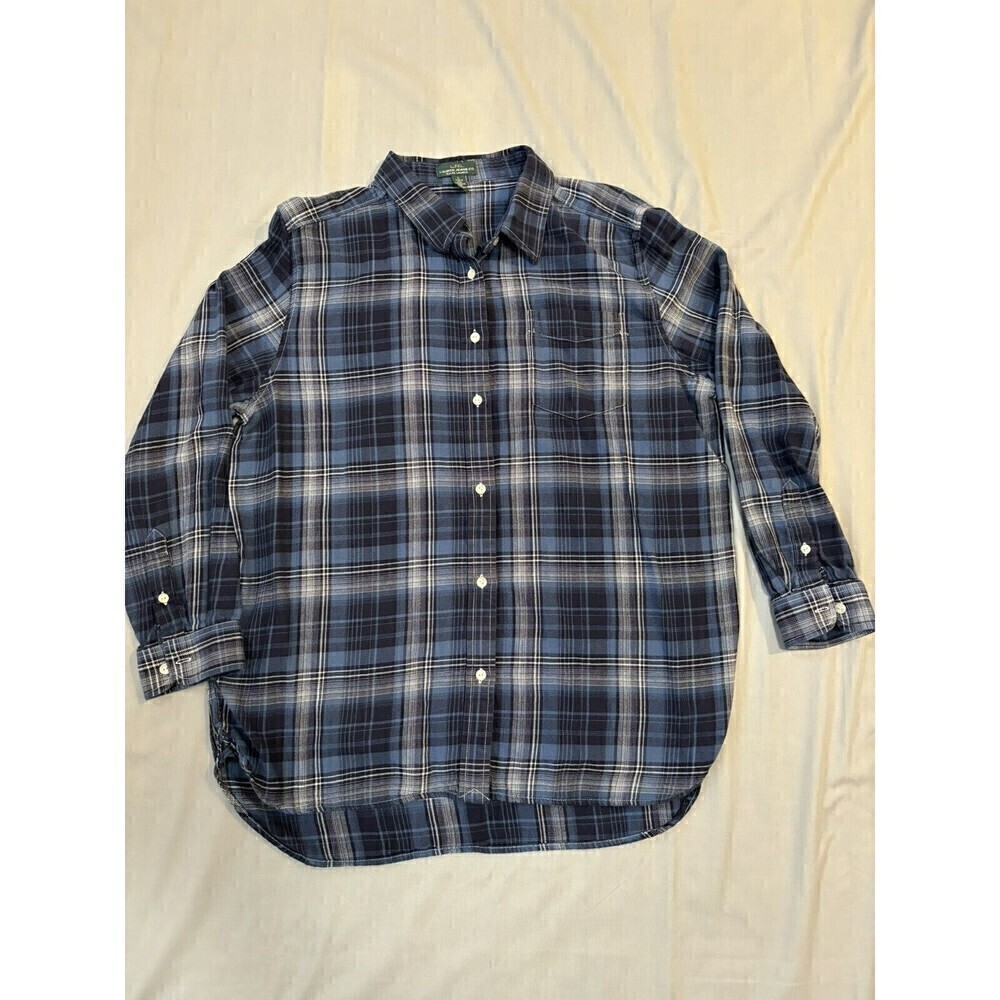 Lauren Ralph Lauren Navy Checkered Button Down Shirt